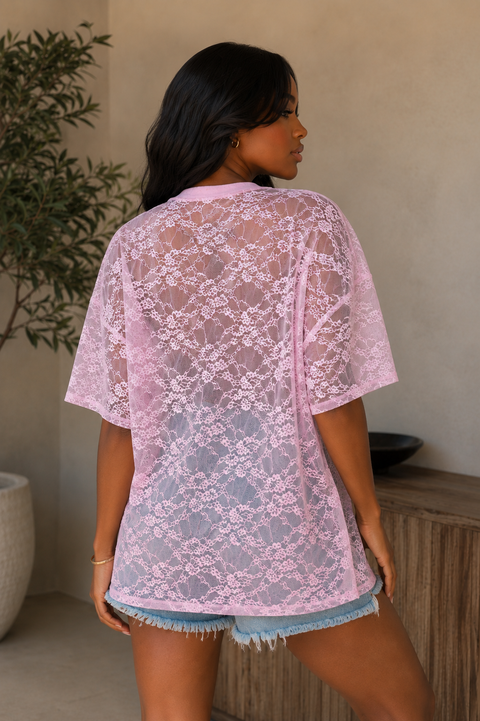 All Lace Dog Print T-Shirt