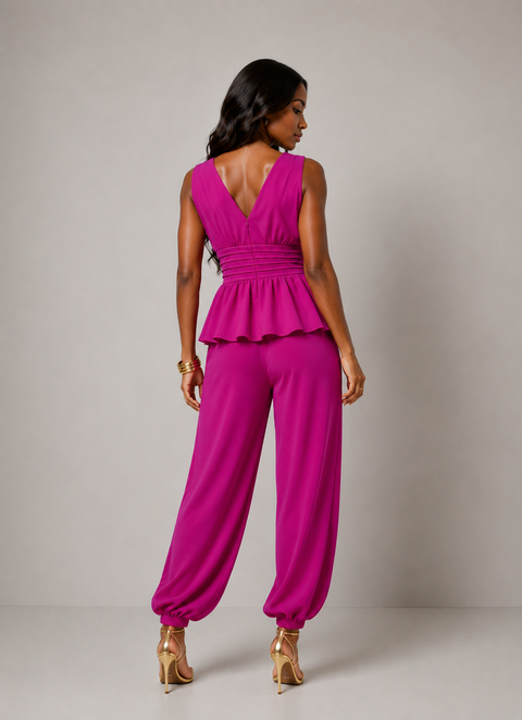 V Neck Sleeveless Top & Jogger Pants Set