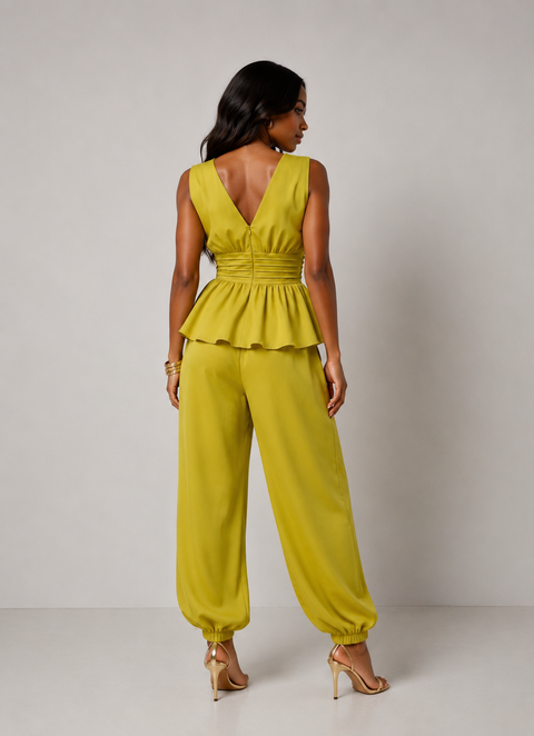 V Neck Sleeveless Top & Jogger Pants Set