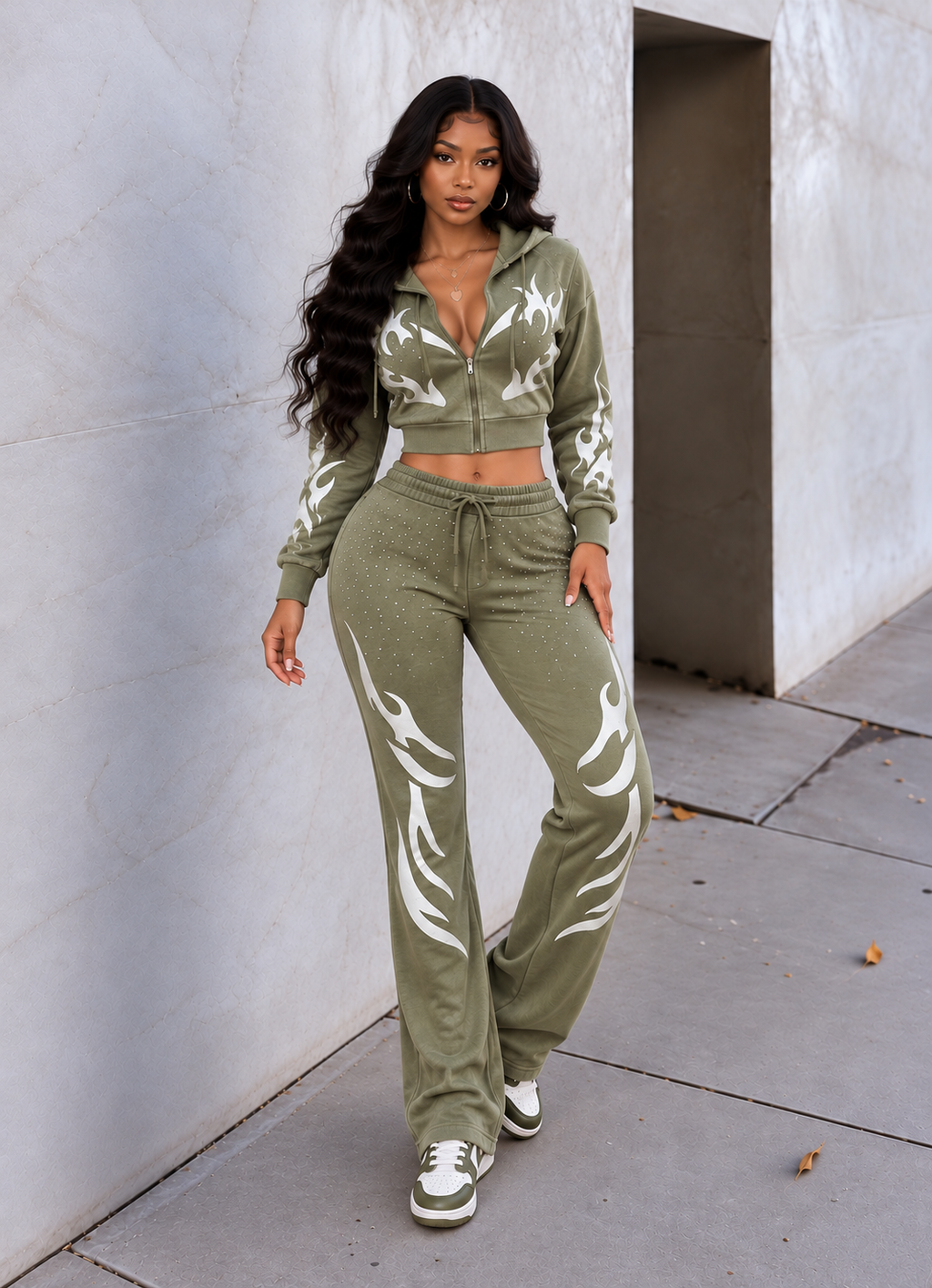 Washed Fleece Stone Hoodie & Pants Set