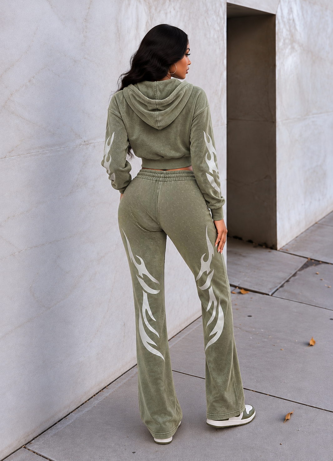 Washed Fleece Stone Hoodie & Pants Set