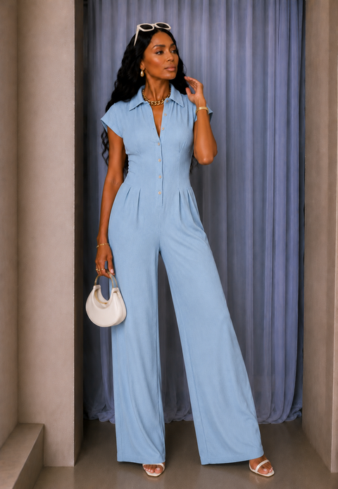 Wrinkle Open Back S/V Jumpsuit
