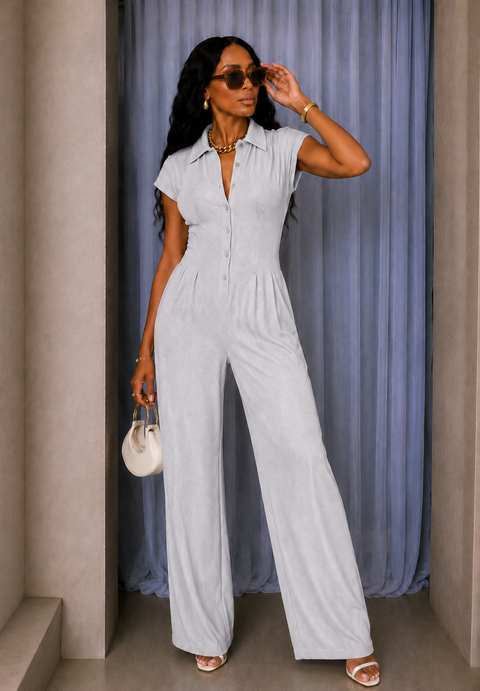 Wrinkle Open Back S/V Jumpsuit