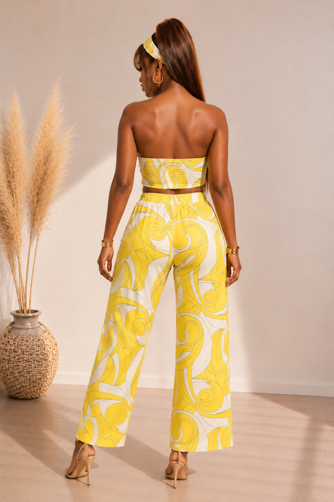 Tube Top & Pants Set With Headband