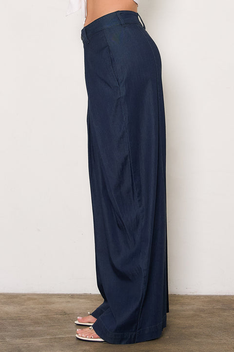 Side Folded Detail Denim Pants