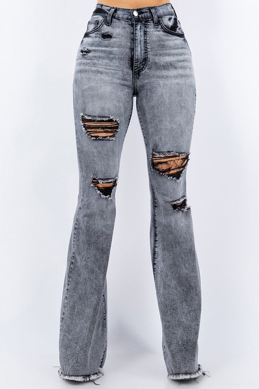 Storm Bell Bottom Jean in Grey