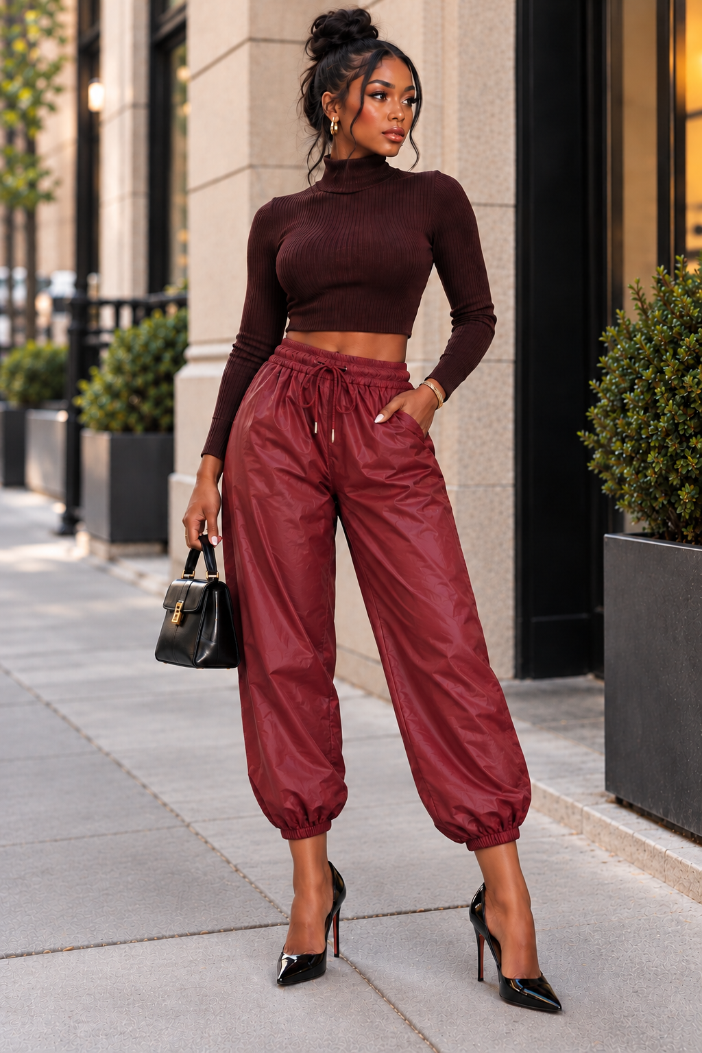 Faux Leather Balloon Joggers