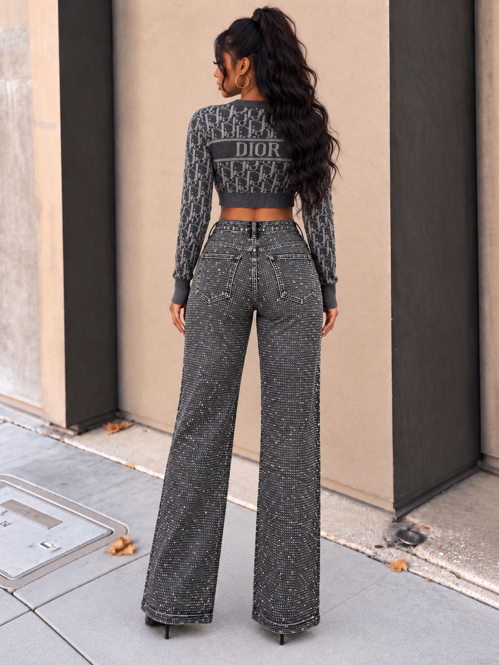 All Rhinestone Denim Jeans