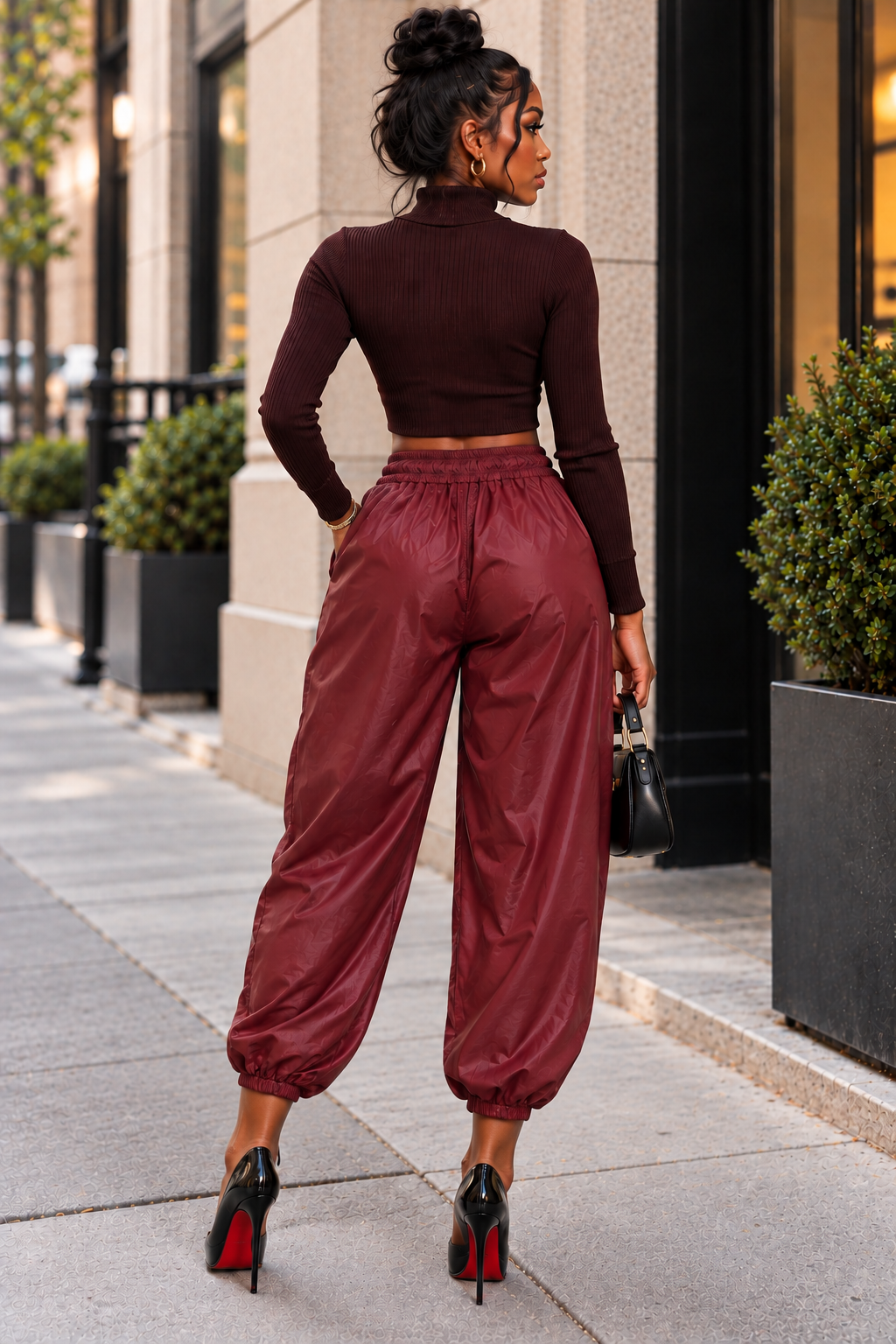 Faux Leather Balloon Joggers