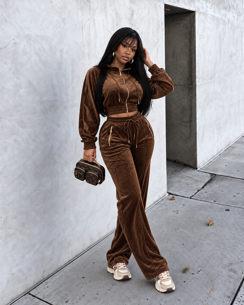 Velour Zip-Up Jacket & Jogger Set