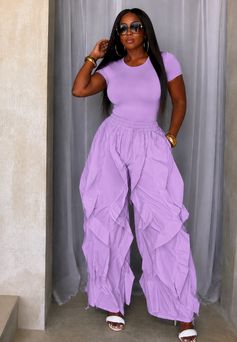 Ruffle Drawstring Jogger Pants